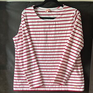 Armor Lux Red and White Striped Shirt size L